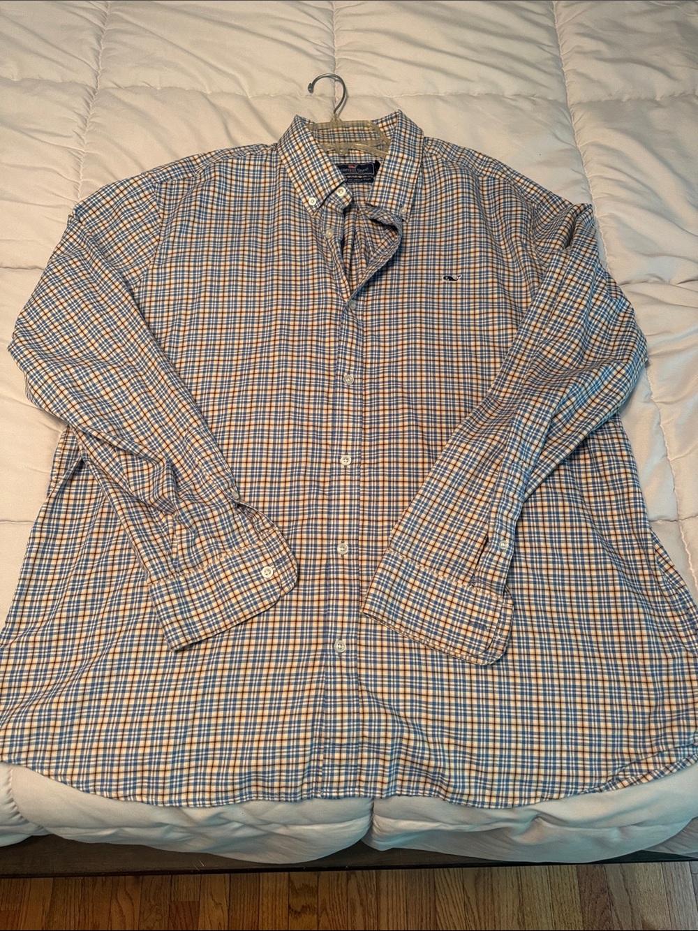 Classic Men's Button-Down Plaid Shirt - Blue & Tan
